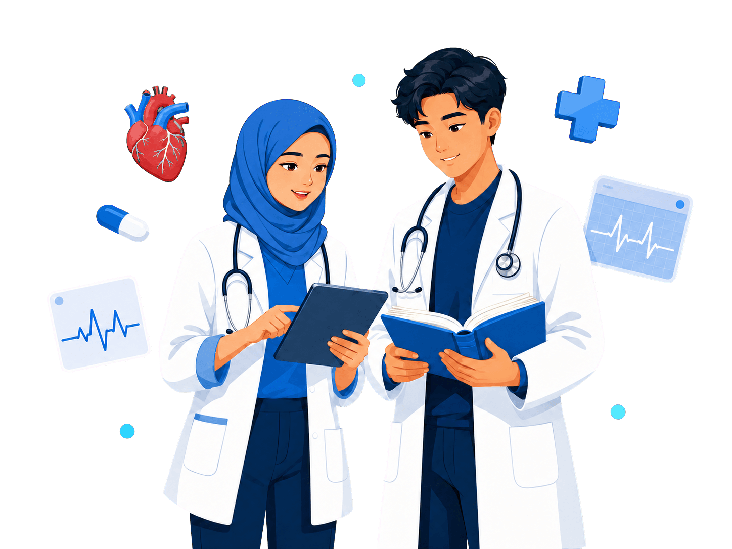 Ilustrasi mahasiswa kedokteran belajar bersama